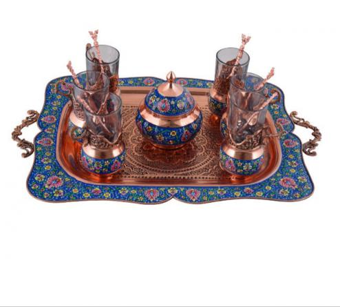 مشخصات سرویس چای خوری مسی نقاشی شده
