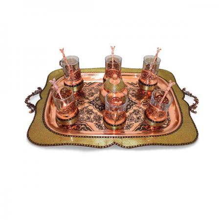 خرید سرویس چای خوری مس خاتم کاری